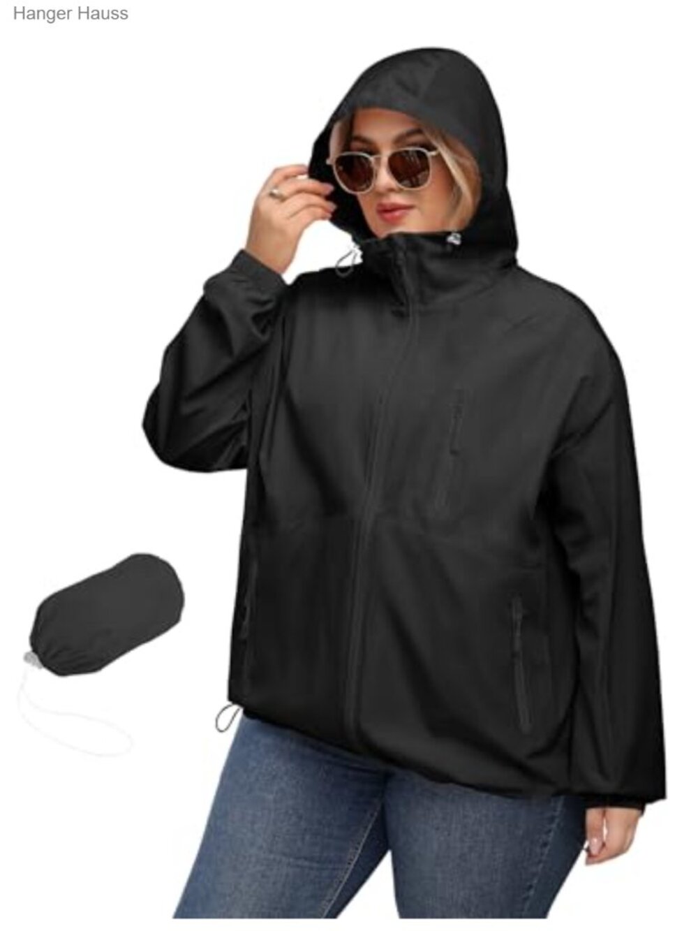 Waterproof Plus Size Rain Jacket with Hood Windproof Anorak